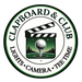 A circular logo for Clapboard & Club featuring a clapperboard with a golf ball on a tee, greenery, and the text 'CLAPBOARD & CLUB', 'LIGHTS • CAMERA • TEE TIME' on a white background.